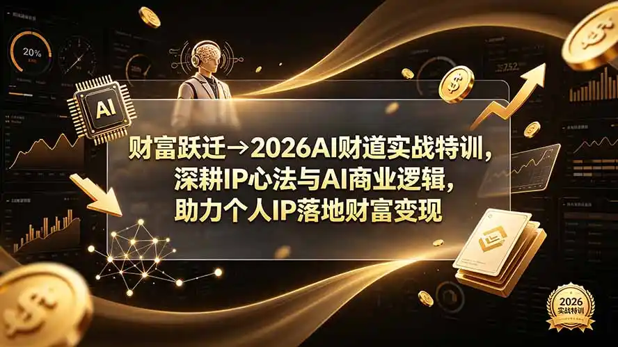 财富跃迁→2026AI财道实战特训,深耕IP心法与AI商业逻辑,助力个人IP落地财富变现-汇课新知资源网