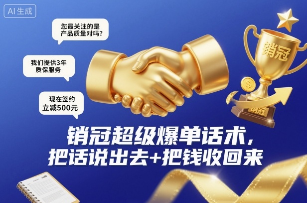 销冠超级爆单话术,把话说出去+把钱收回来-汇课新知资源网