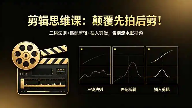 剪辑思维课：颠覆先拍后剪！三镜法则+匹配剪辑+插入剪辑，告别流水账视频-汇课新知资源网
