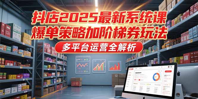 抖店2025最新系统课，爆单策略加阶梯券玩法，多平台运营全解析-汇课新知资源网