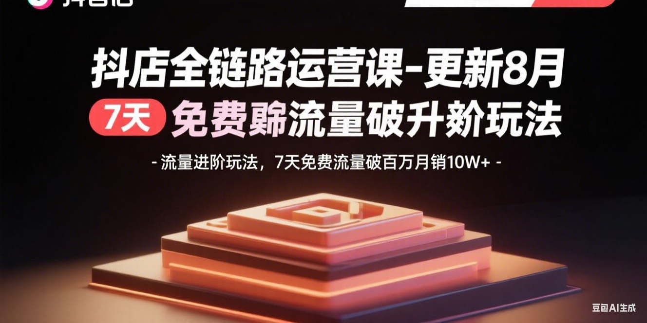 抖店全链路运营课-更新8月:流量进阶玩法,7天免费流量破百万月销10W+-汇课新知资源网