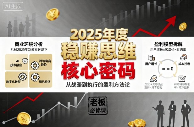 2025年度稳賺思维老板创业营,拆解2025年新商业环境下,企业实现持续盈利的核心密码-汇课新知资源网