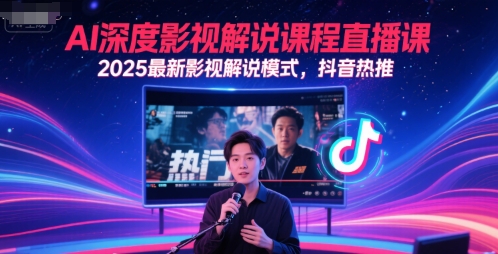 AI深度影视解说课程直播课，2025最新影视解说模式，抖音热推-汇课新知资源网