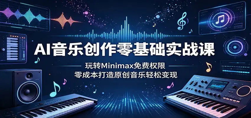 AI音乐创作零基础实战课：玩转Minimax免费权限，零成本打造原创音乐轻松变现-汇课新知资源网