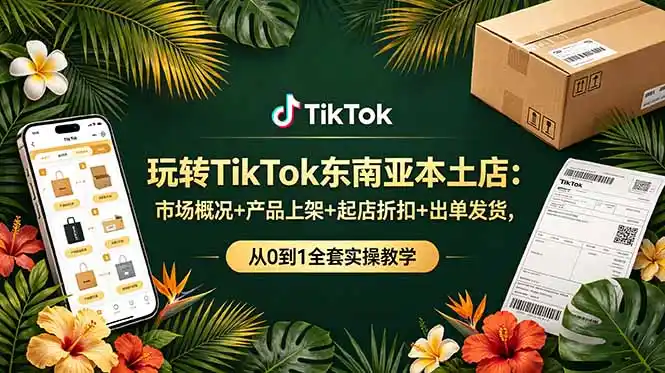 玩转TikTok东南亚本土店：市场概况+产品上架+起店折扣+出单发货，从0到1全套实操教学-汇课新知资源网