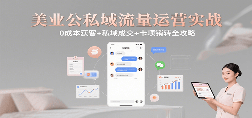 美业公私域流量运营实战：0成本获客+私域成交+卡项销转全攻略-汇课新知资源网