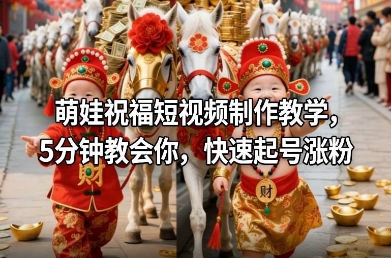 萌娃祝福短视频制作教学，5分钟教会你，快速起号涨粉-汇课新知资源网