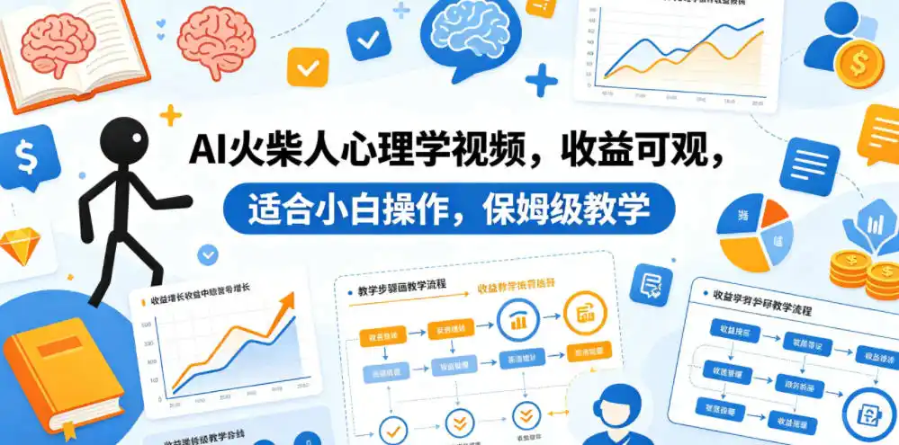 AI火柴人心理学视频,收益可观,适合小白操作,保姆级教学-汇课新知资源网