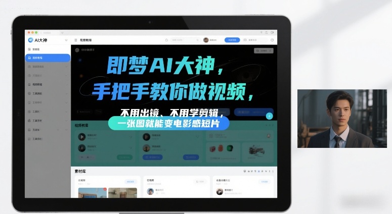 即梦AI大神手把手教你做视频,不用出镜、不用学剪辑,一张图就能变电影感短片-汇课新知资源网