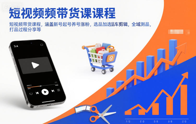 短视频带货课程,涵盖新号起号养号涨粉,选品加选品车剪辑,全域测品,打品过程分享等-汇课新知资源网