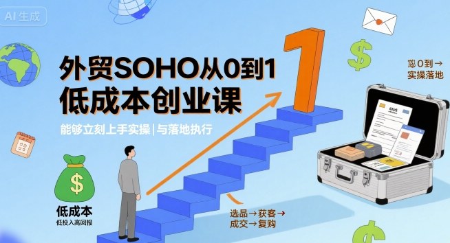 外贸SOHO从0到1低成本创业课，能够立刻上手实操与落地执行-汇课新知资源网
