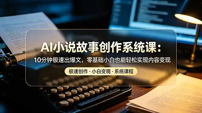 AI小说故事创作系统课：10分钟极速出爆文，零基础小白也能轻松实现内容变现-汇课新知资源网