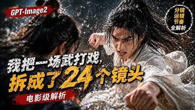 用GPT-Image2,把一段武打对决拆成24个连续镜头,从人物建立、动作衔接、运镜节奏,到情绪爆发-汇课新知资源网