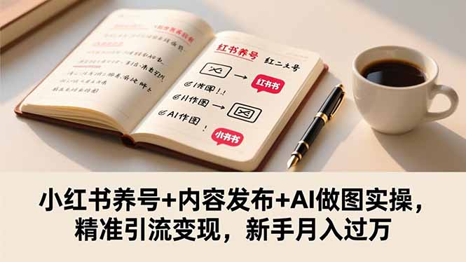 小红书养号+内容发布+AI做图实操，精准引流变现，新手月入过万-汇课新知资源网