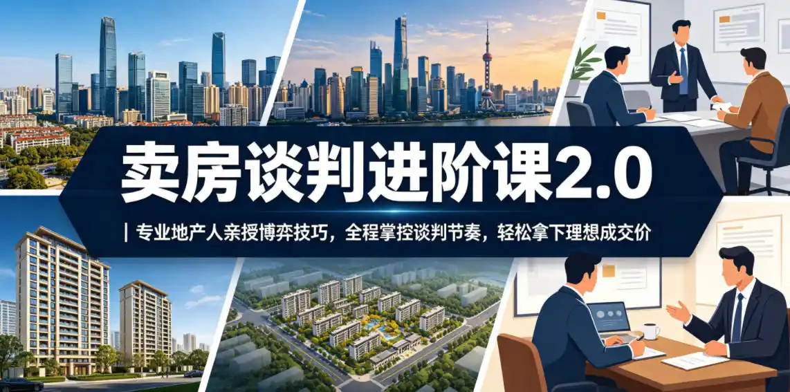 卖房谈判进阶课2.0｜专业地产人亲授博弈技巧，全程掌控谈判节奏，轻松拿下理想成交价-汇课新知资源网