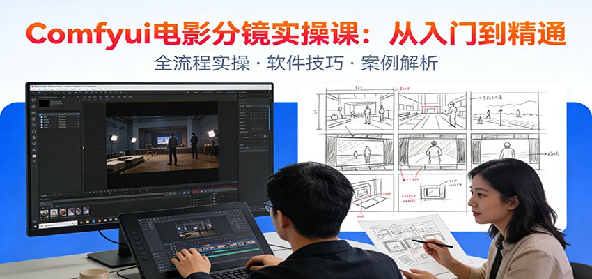 ComfyUI电影分镜实操课:分镜一致性,全流程AI视频制作,零基础也能做专业分镜-汇课新知资源网