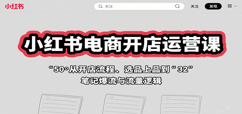 小红书电商开店运营课：从开店流程、选品上品到笔记爆流与流量逻辑-汇课新知资源网