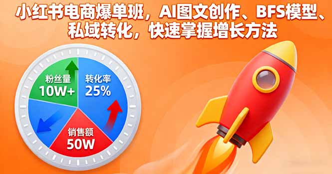 小红书电商爆单班,AI图文创作、BFS模型、私域转化,快速掌握增长方法-汇课新知资源网