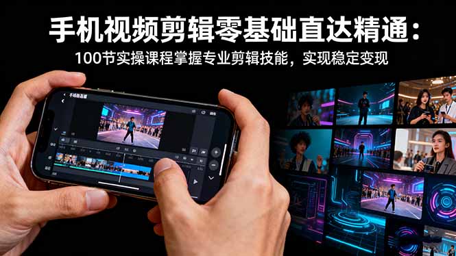 手机视频剪辑零基础直达精通:100节实操课程掌握专业剪辑技能,实现稳…-汇课新知资源网