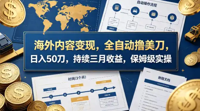 海外内容变现,全自动撸美刀,日入50刀,持续三月收益,保姆级实操【揭秘】-汇课新知资源网
