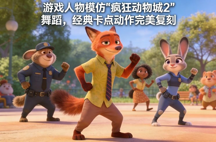 游戏人物模仿“疯狂动物城2”舞蹈，经典卡点动作完美复刻-汇课新知资源网
