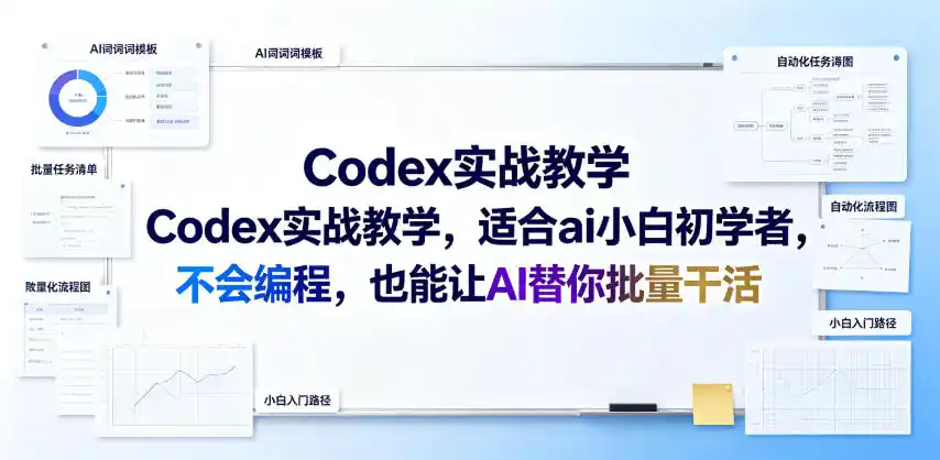 Codex实战教学,适合ai小白初学者,不会编程,也能让AI替你批量干活-汇课新知资源网