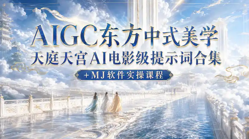 AIGC东方中式美学天庭天宫AI电影级提示词合集+MJ软件实操课程-汇课新知资源网