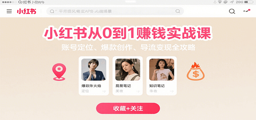 小红书从0到1赚钱实战课：账号定位、 爆款创作 、导流变现全攻略-汇课新知资源网