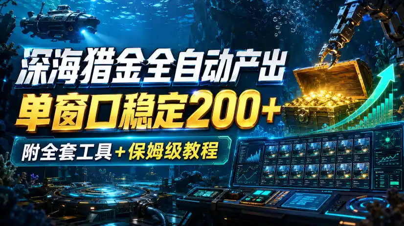 深海猎金全自动产出,单窗口稳定200+,附全套工具+保姆级教程【揭秘】-汇课新知资源网