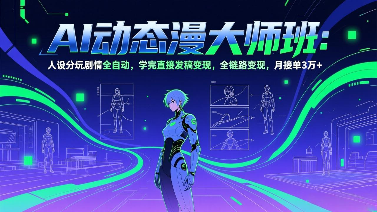 AI动态漫剧大师班:人设分镜剧情全自动,学完直接发稿变现,全链路变现,月接单3万+-汇课新知资源网