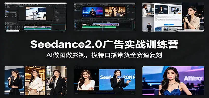 Seedance2.0广告实战训练营:AI做图做影视,模特口播带货全赛道复刻-汇课新知资源网