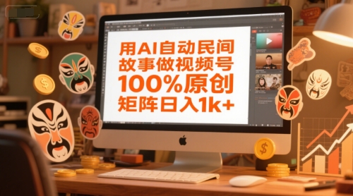 用AI自动民间故事做视频号，100%原创，矩阵日入1k+-汇课新知资源网