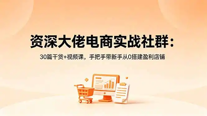 资深大佬电商实战社群:30篇干货+视频课,手把手带新手从0搭建盈利店铺-汇课新知资源网