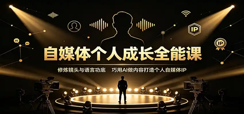 自媒体个人成长全能课:修炼镜头与语言功底,巧用AI做内容打造个人自媒体IP-汇课新知资源网