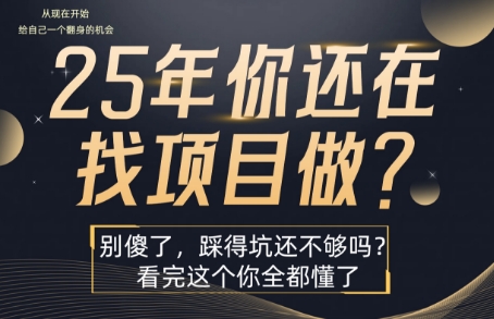 25年，你还在疯狂的找项目吗？别傻了，看完这个你都懂了【揭秘】-汇课新知资源网