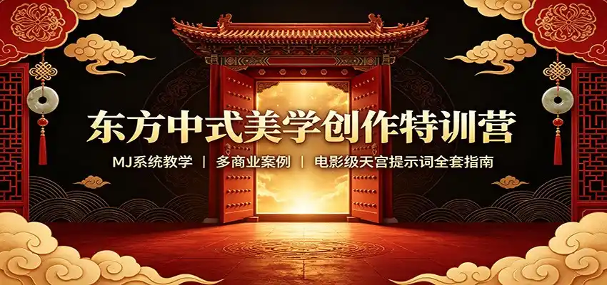 东方中式美学创作特训营:MJ系统教学,多商业案例,电影级天宫提示词全套指南-汇课新知资源网