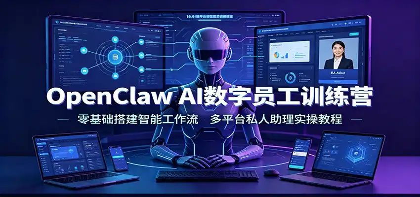 OpenClaw AI数字员工训练营：零基础搭建智能工作流，多平台私人助理实操教程-汇课新知资源网