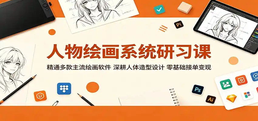 人物绘画系统研习课：精通多款主流绘画软件，深耕人体造型设计，零基础接单变现-汇课新知资源网