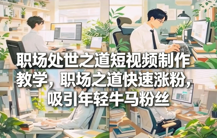 职场处世之道短视频制作教学,职场之道快速涨粉,吸引年轻牛马粉丝-汇课新知资源网