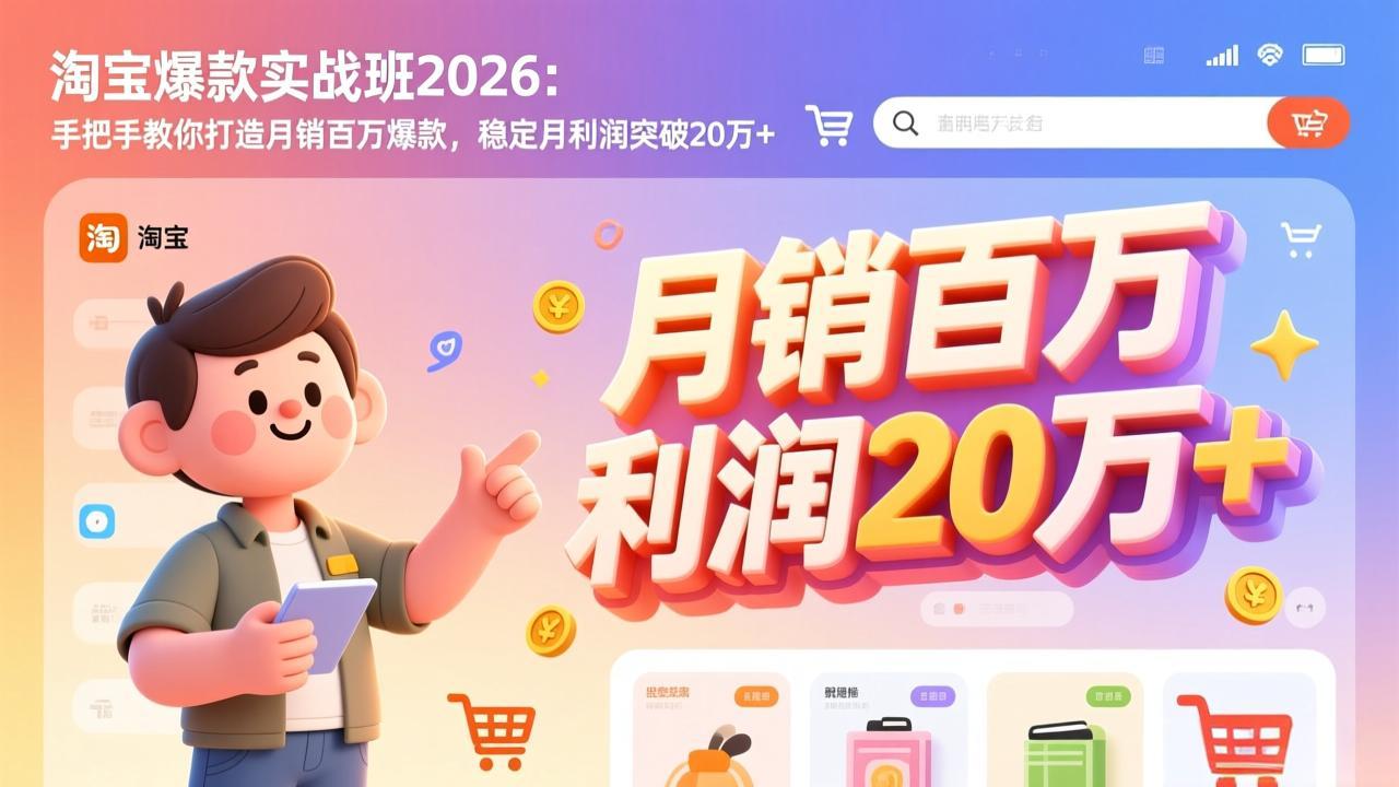 淘宝爆款实战班-2026年2月更新:手把手教你打造月销百万爆款,稳定月利润突破20万+-汇课新知资源网