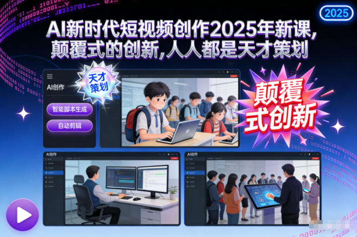 AI新时代短视频创作2025年新课,颠覆式的创新,人人都是天才策划-汇课新知资源网