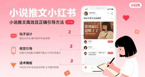 小说推文小红书高转化引导方法实操课，小说推文高效且正确引导方法-汇课新知资源网
