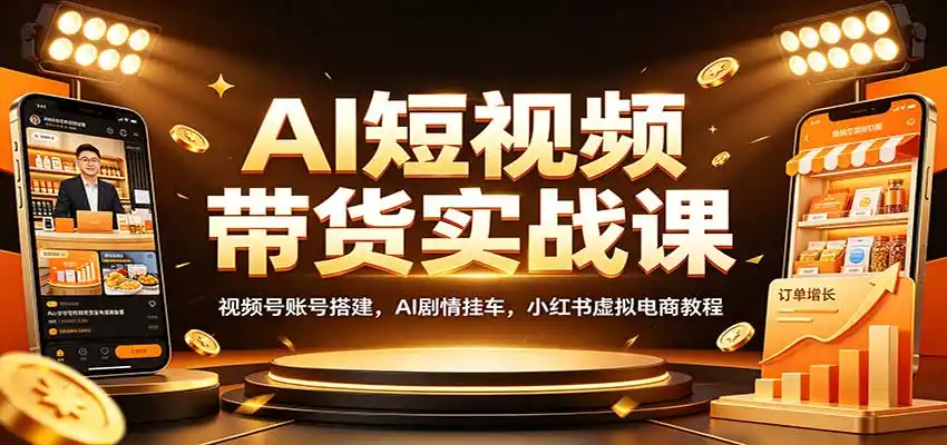 AI短视频带货实战课:视频号账号搭建,AI剧情挂车,小红书虚拟电商教程-汇课新知资源网