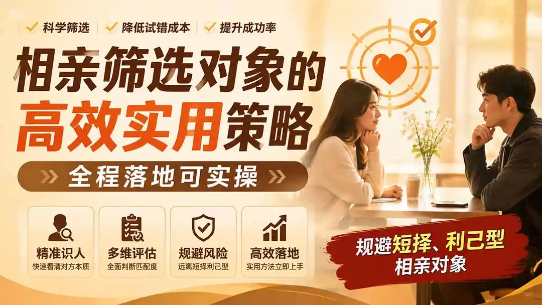 付费文章:相亲筛选对象的高效实用策略,全程落地可实操,规避短择、利己型相亲对象-汇课新知资源网
