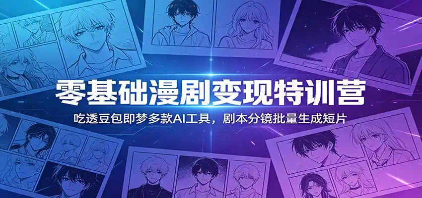 零基础漫剧变现特训营:玩转豆包即梦多款AI工具,剧本分镜批量生成短片-汇课新知资源网