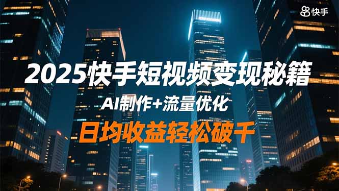2025快手短视频变现秘籍,AI制作+流量优化,日均收益轻松破千-汇课新知资源网