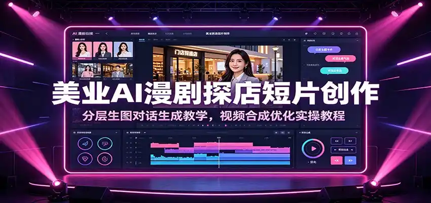 美业AI漫剧探店短片创作:分层生图对话生成教学,视频合成优化实操教程-汇课新知资源网