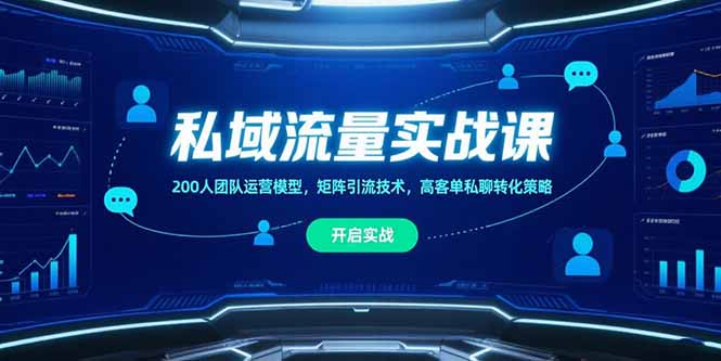 私域流量实战课，200人团队运营模型，矩阵引流技术，高客单私聊转化策略-汇课新知资源网