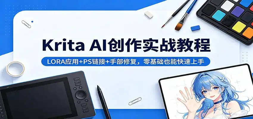 Krita AI创作实战教程:LORA应用+PS链接+手部修复,零基础也能快速上手-汇课新知资源网