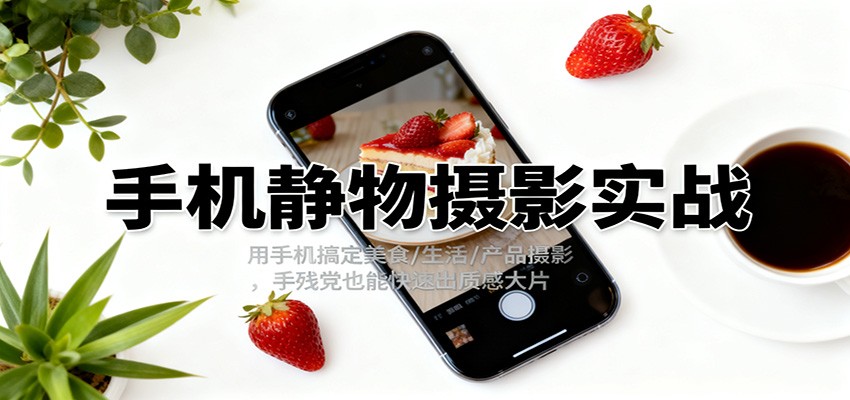 手机静物摄影实战,用手机搞定美食/生活/产品摄影,手残党也能快速出质感大片-汇课新知资源网